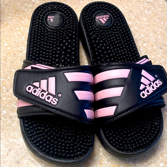 Adidas Black and Pink Women's Sandals - Picture 1 of 4